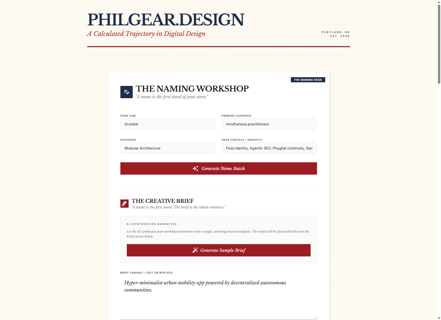 PhilGear Design Studio Naming Workshop & Creative Brief